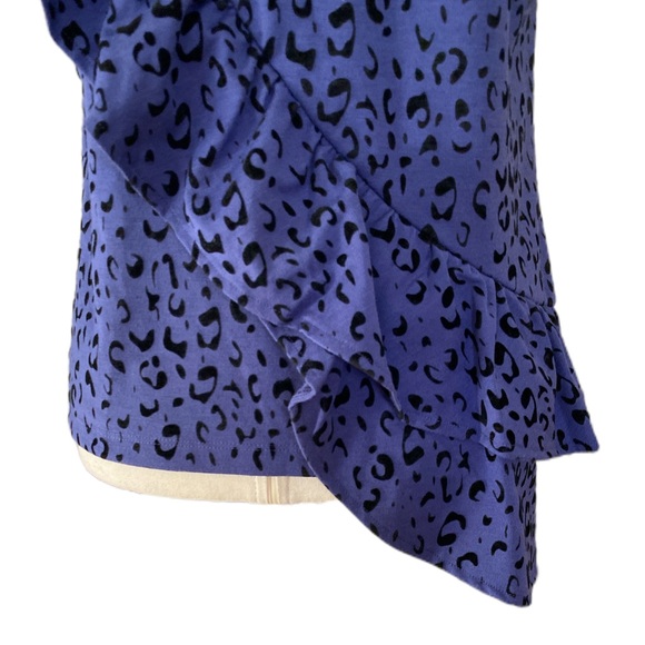 Tyler Boe Purple & Black Leopard Animal Print Asymmetrical Ruffle Tank Top - M - Picture 8 of 13